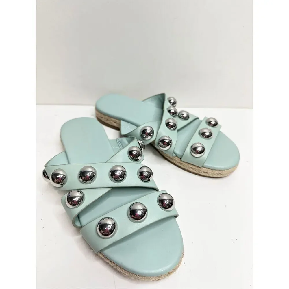 Marc Fisher Sandals Womens Size 6 Green Prisca Crisscross Espadrille‎ Slides